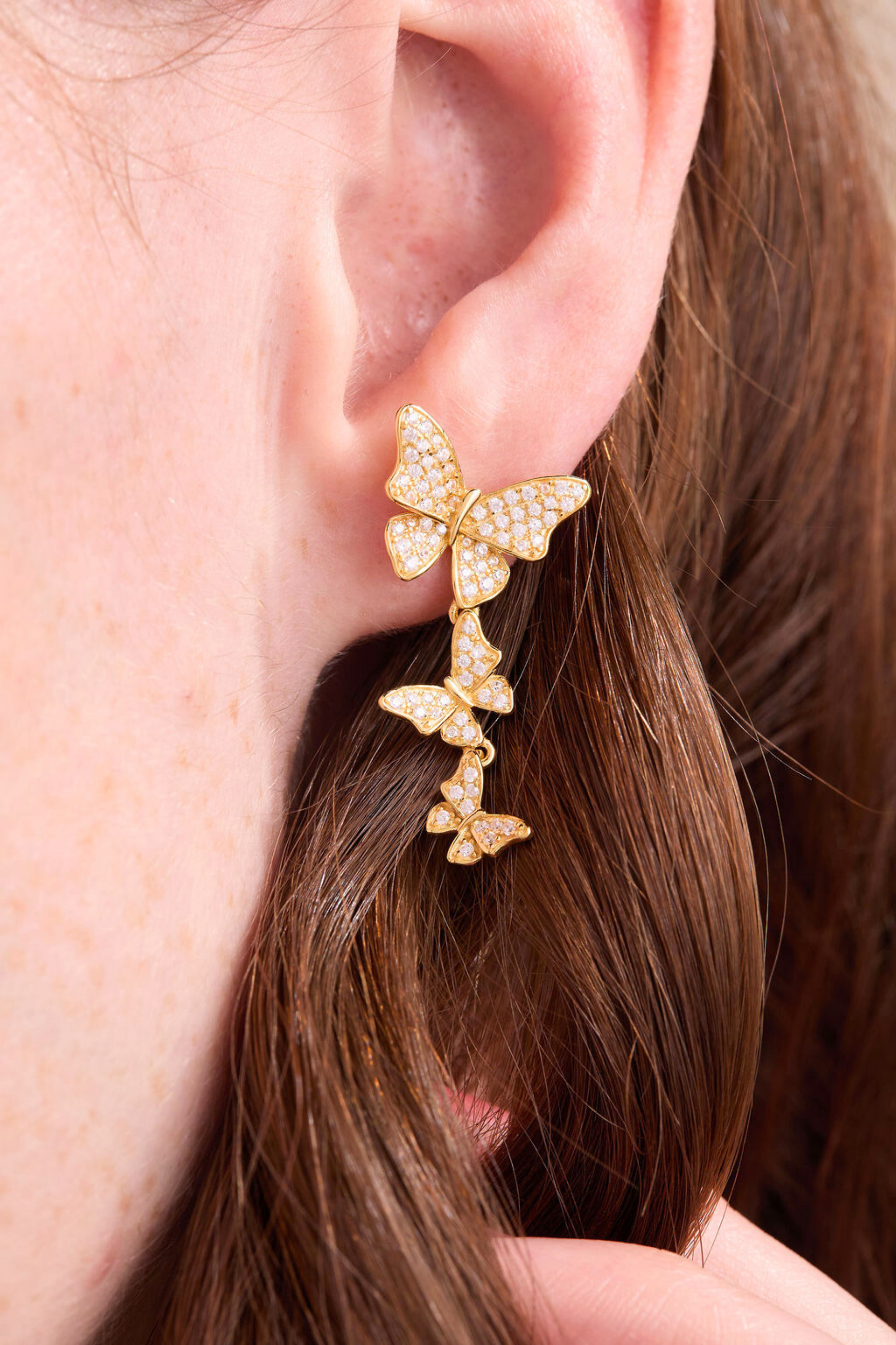 Dancing Butterfly Gold Studs