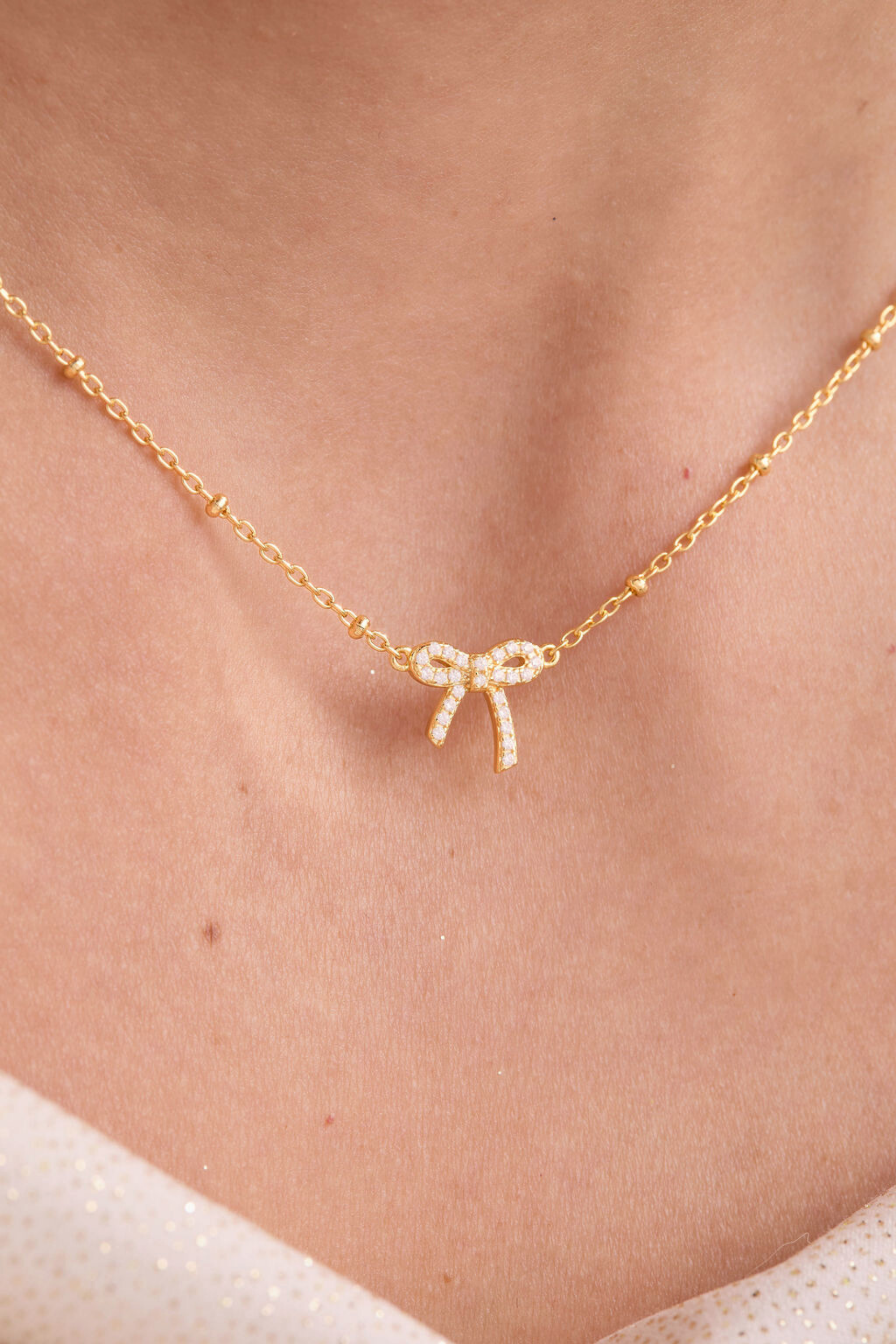 Petite Bow Gold Necklace