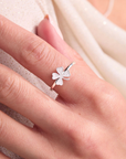 Lucky Clover Silver Adjustable Ring