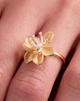 Lotus Gold Adjustable Ring