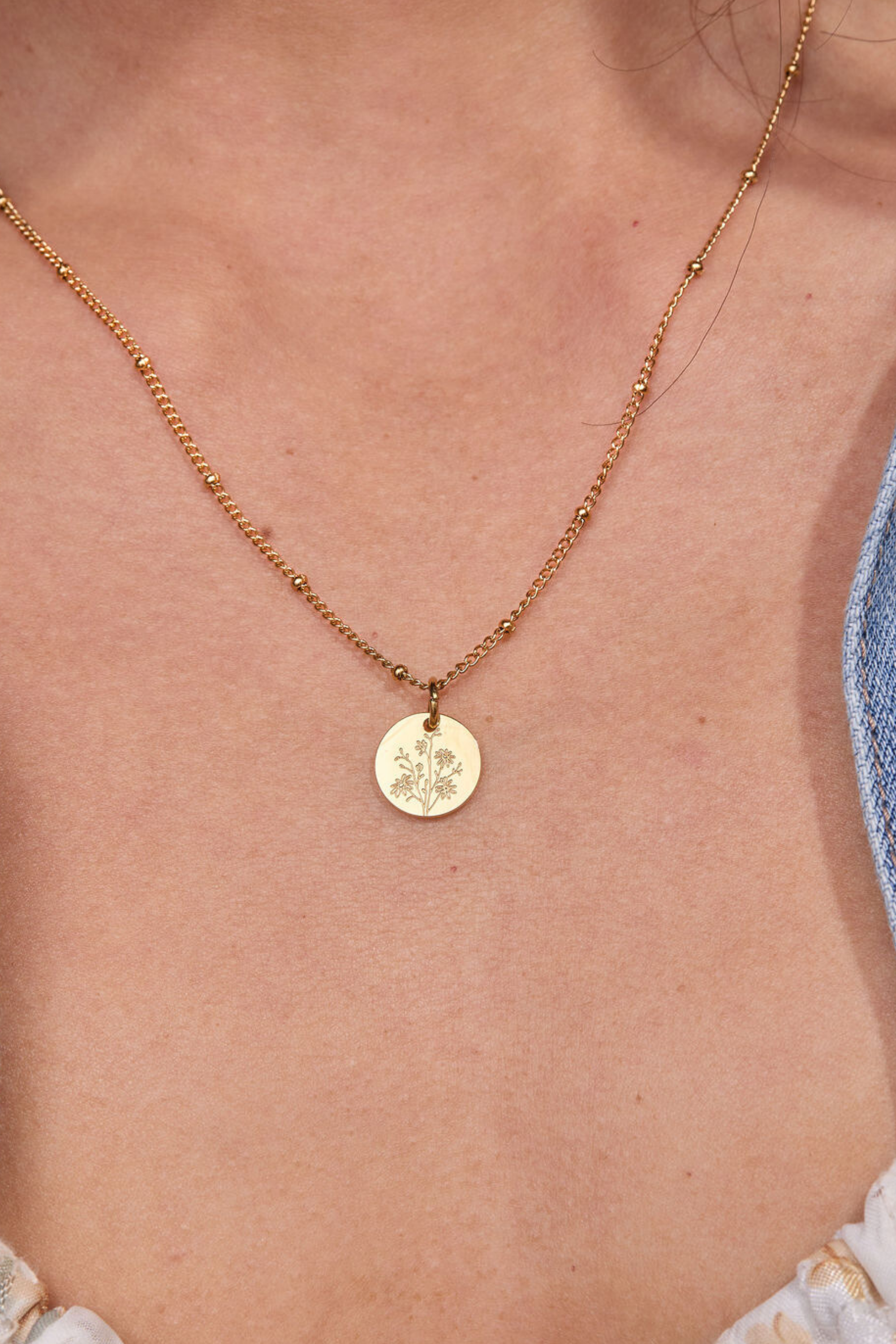 September Aster Gold Birthflower Necklace