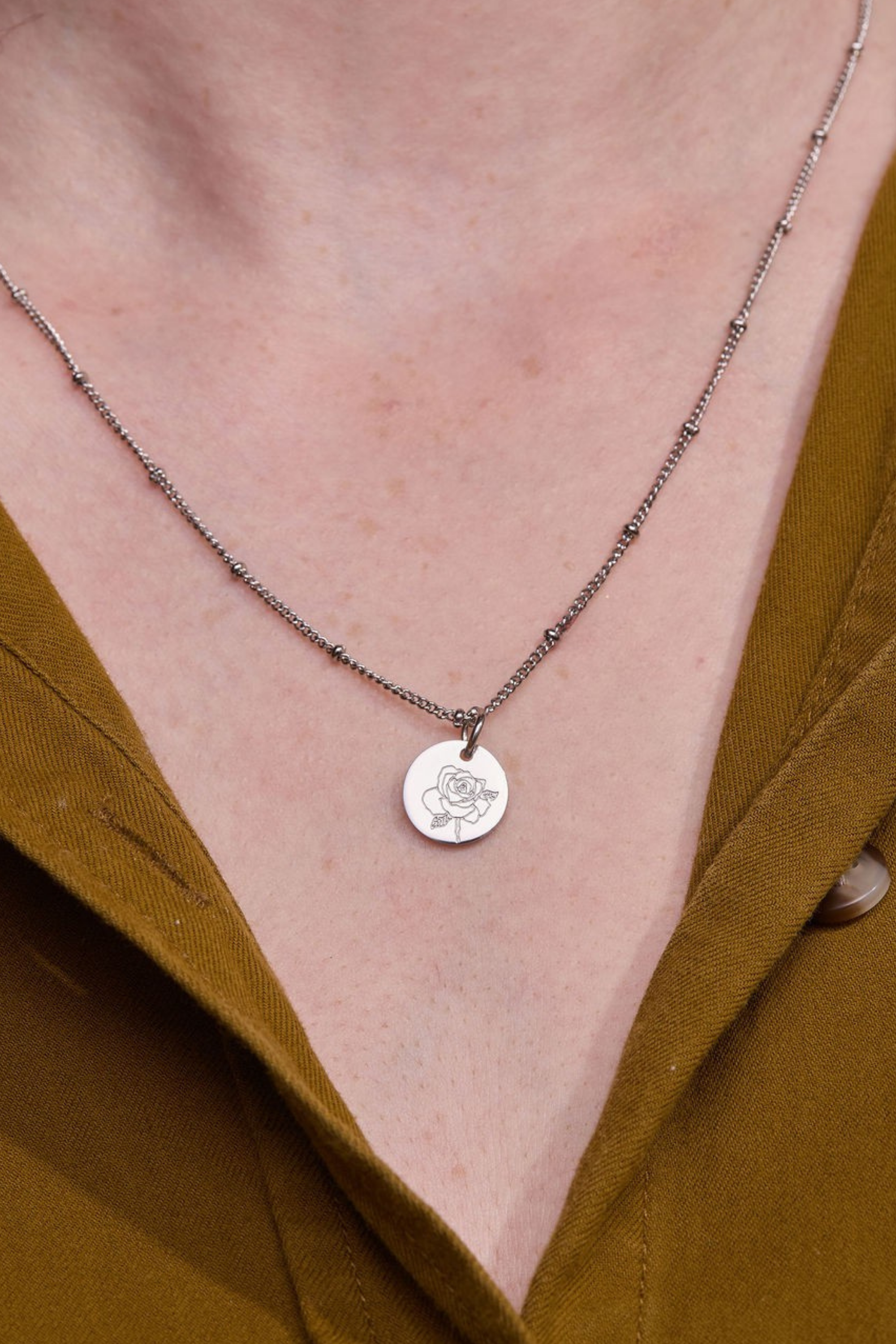 June Rose Silver Birthflower Necklace
