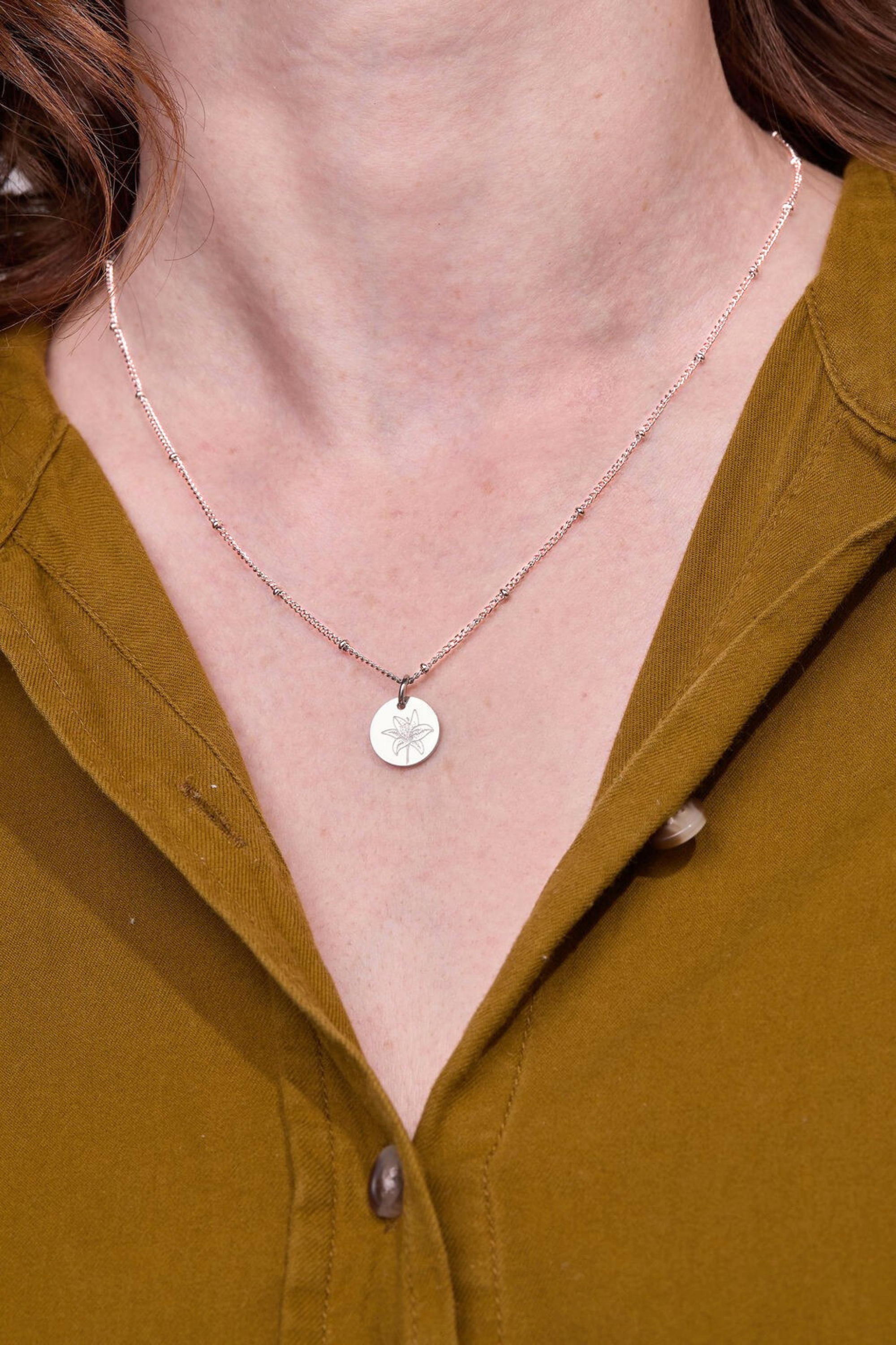 May Lily Silver Birthflower Necklace