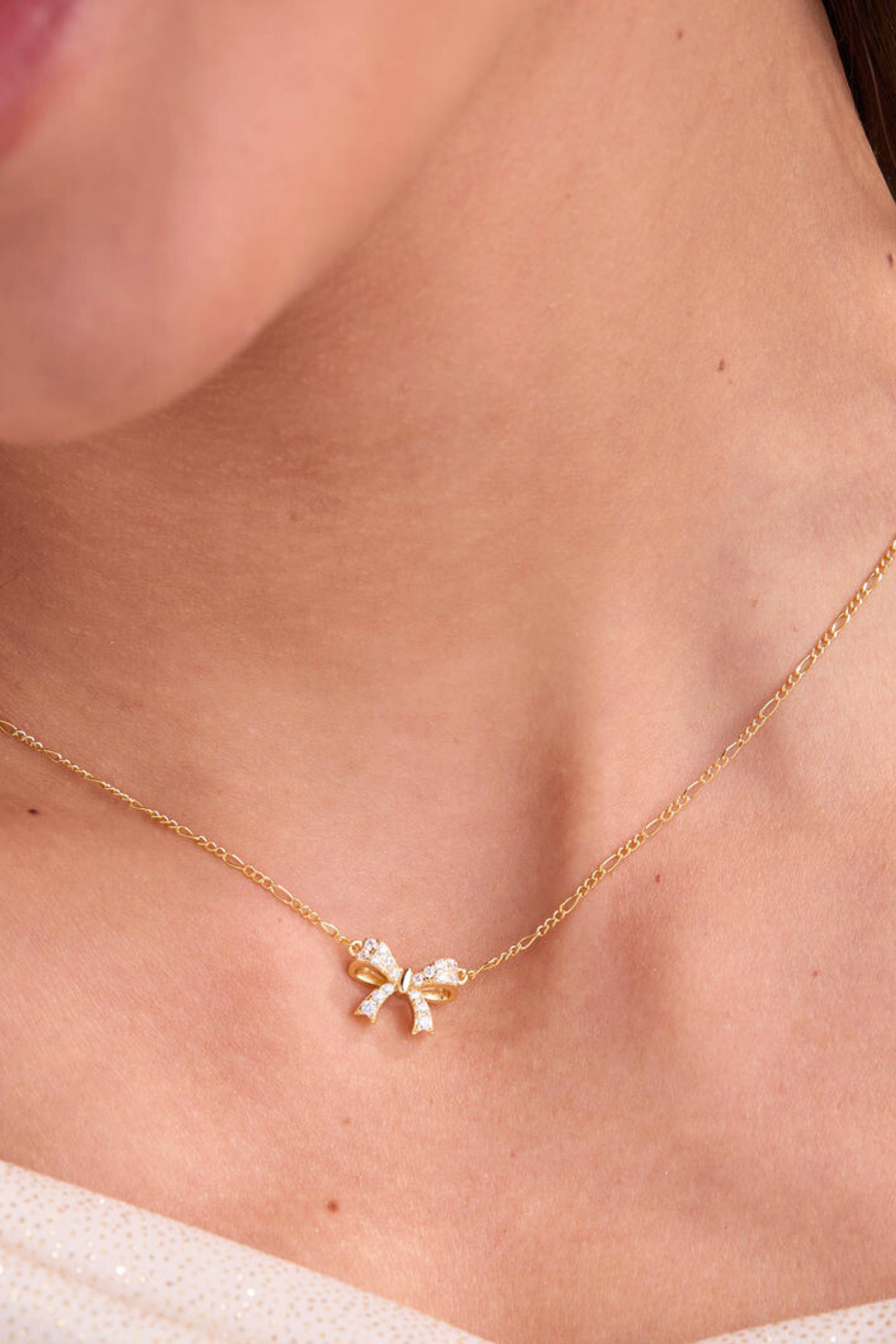 Beautiful Bow Gold Necklace