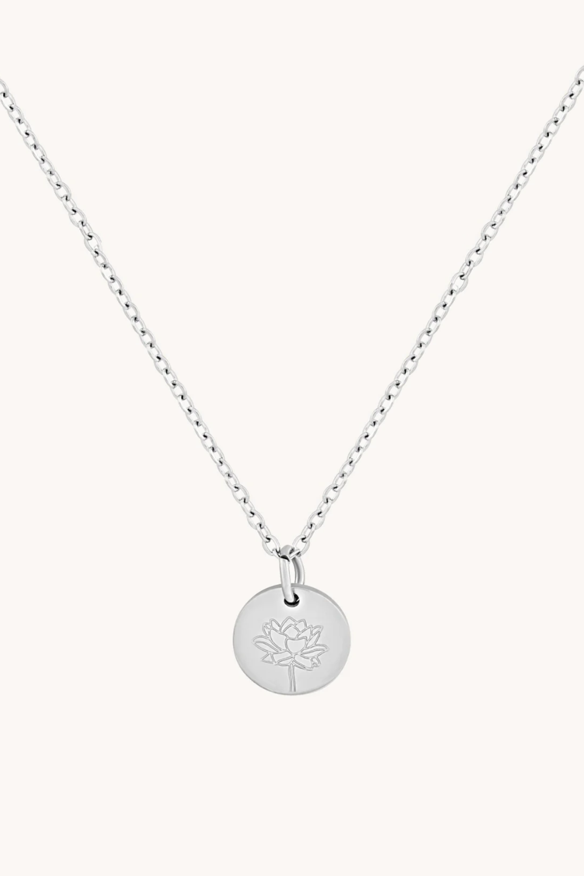 July Water Lily Silver Birthflower Necklace