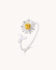 Daisy Trio Silver Adjustable Ring