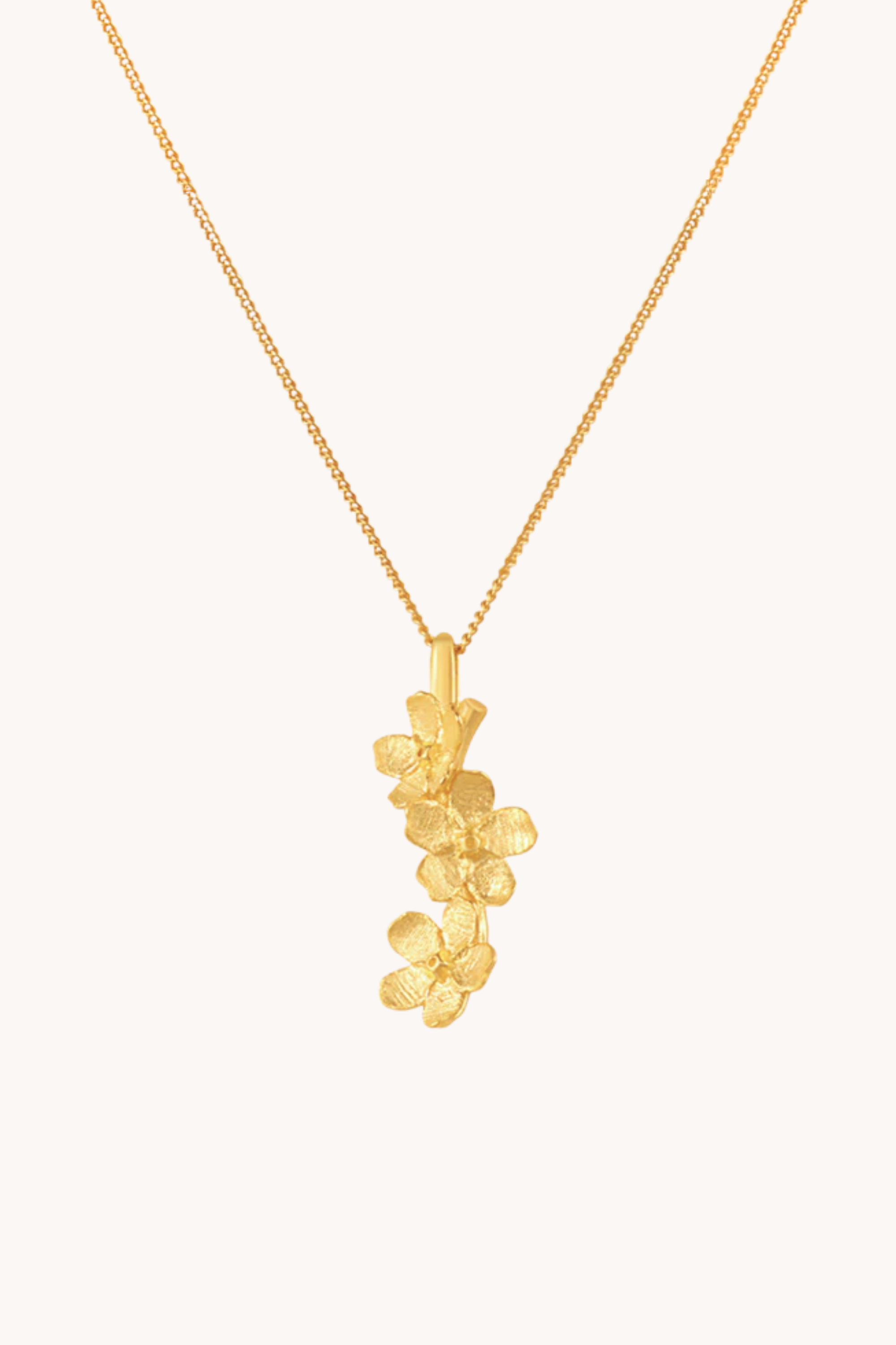 Cherry Blossom Cascade Gold Pendant With Chain