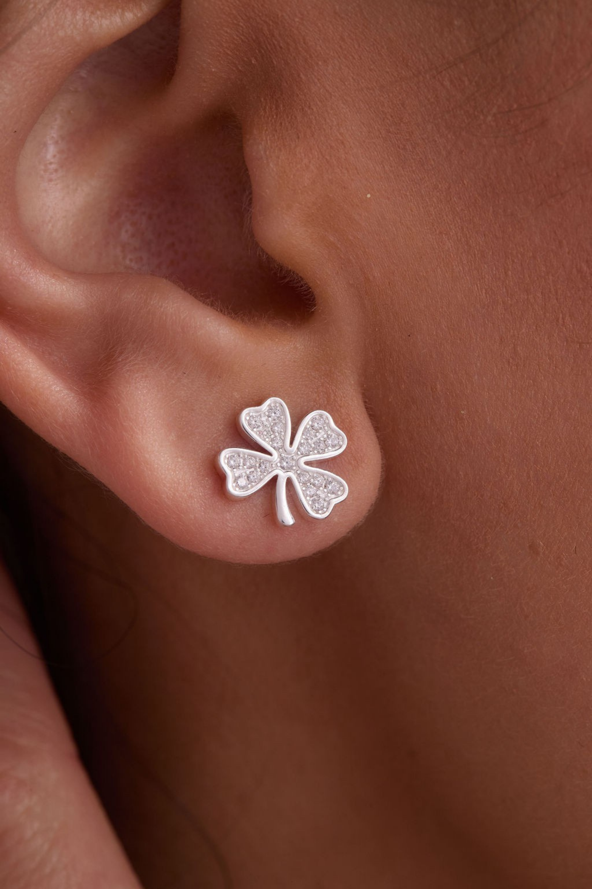 Lucky Clover Silver Studs