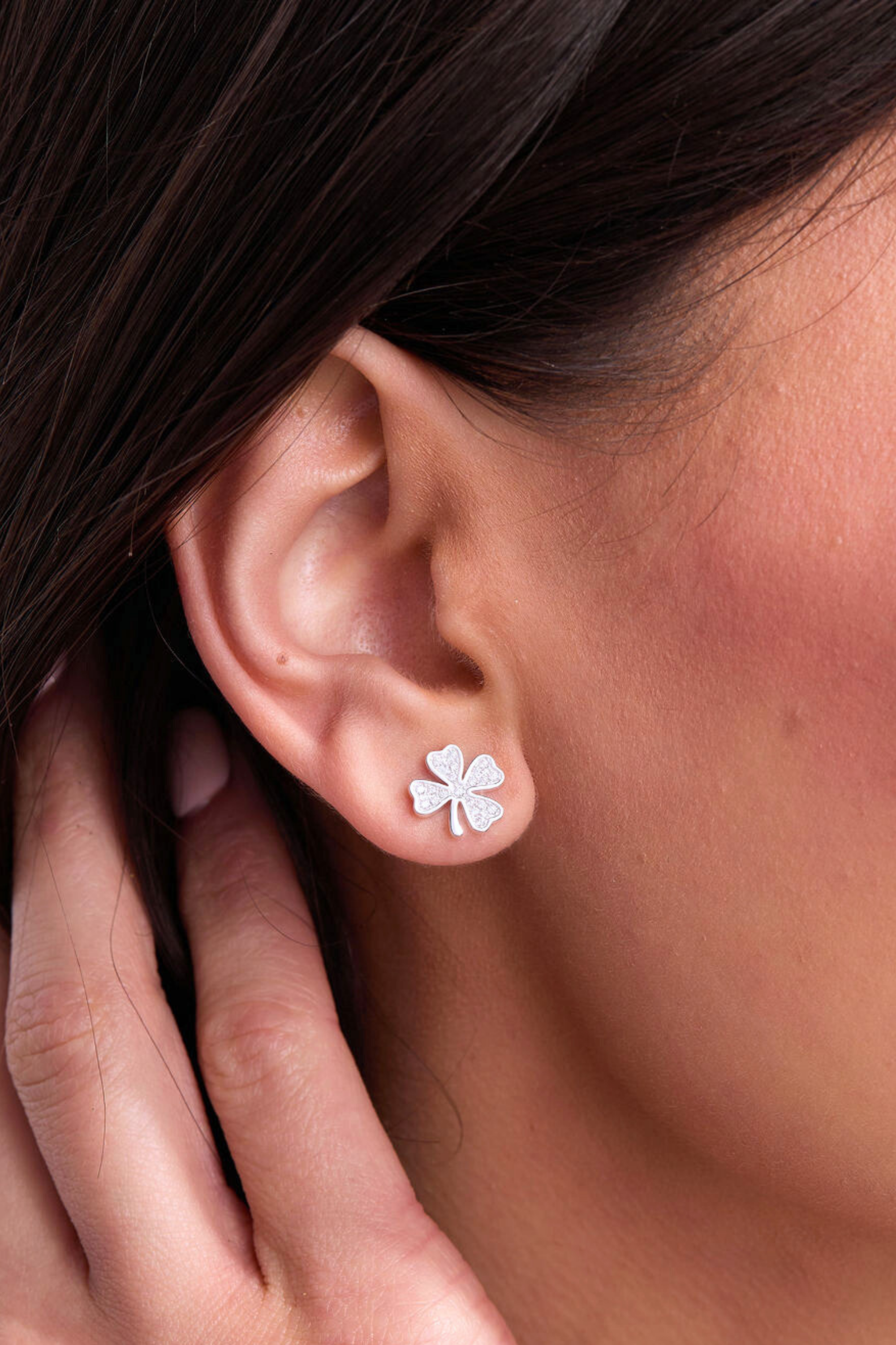 Lucky Clover Silver Studs