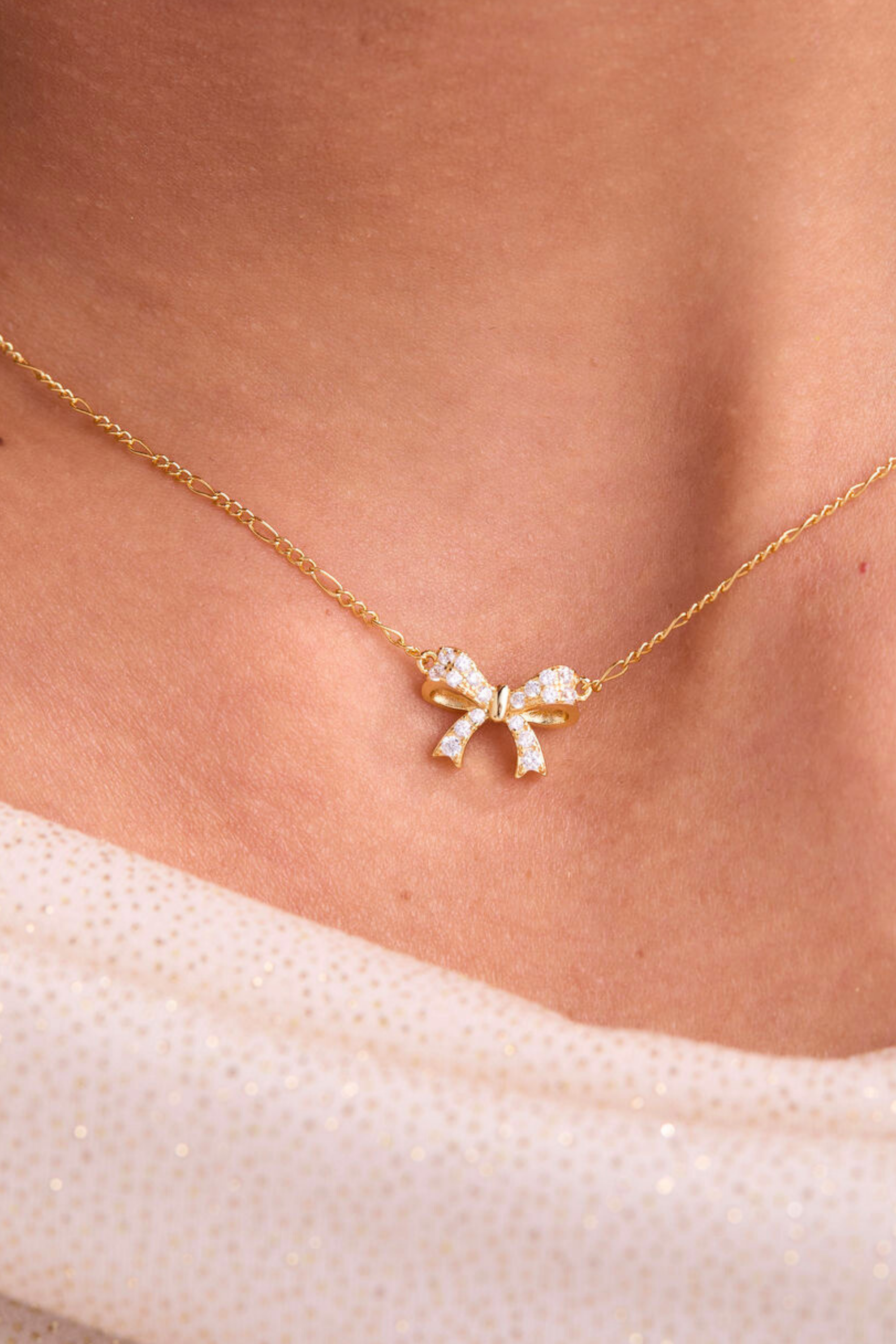 Beautiful Bow Gold Necklace