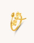 Dragonfly Gold Adjustable Ring