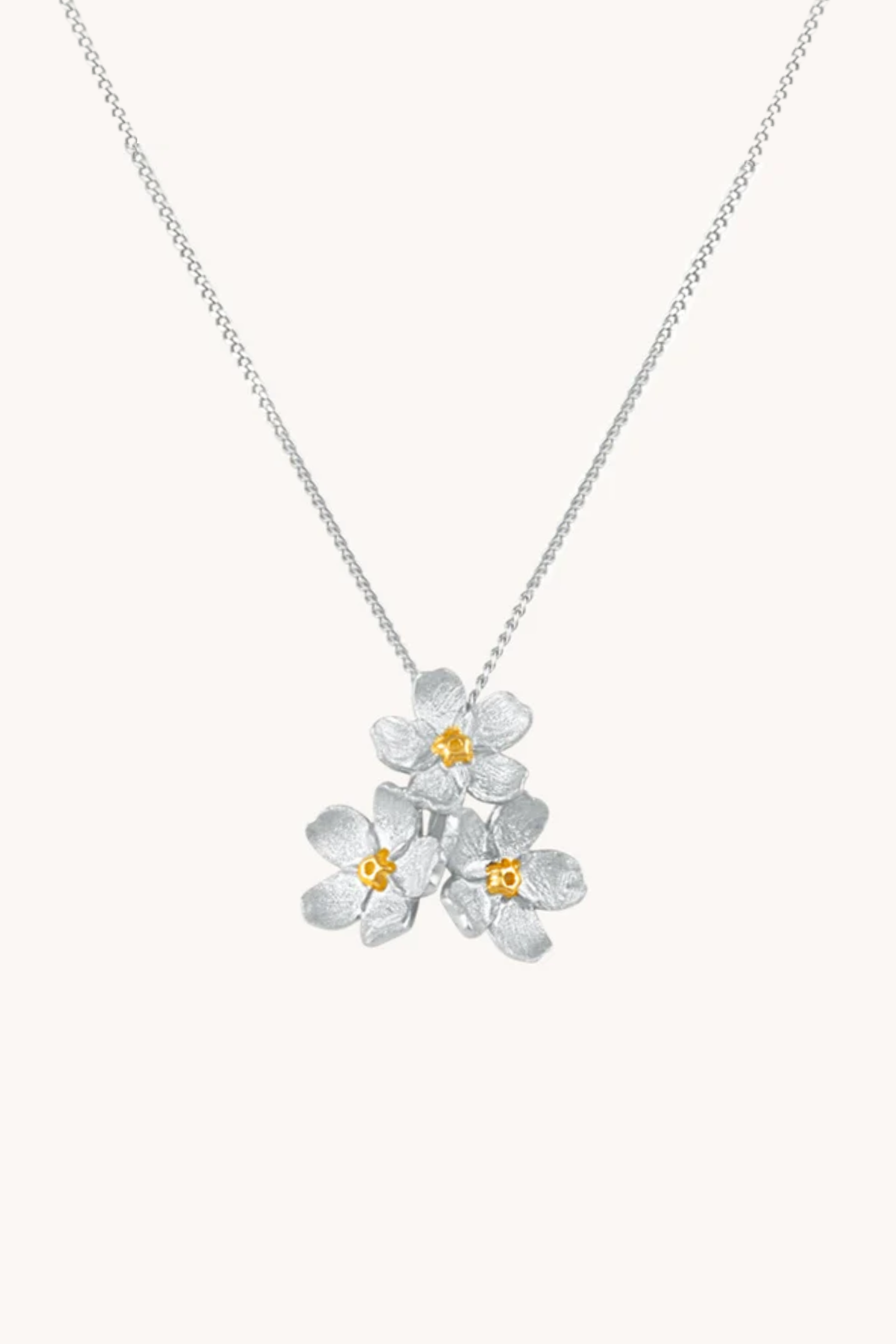 Cherry Blossom Bunch Silver Pendant With Chain