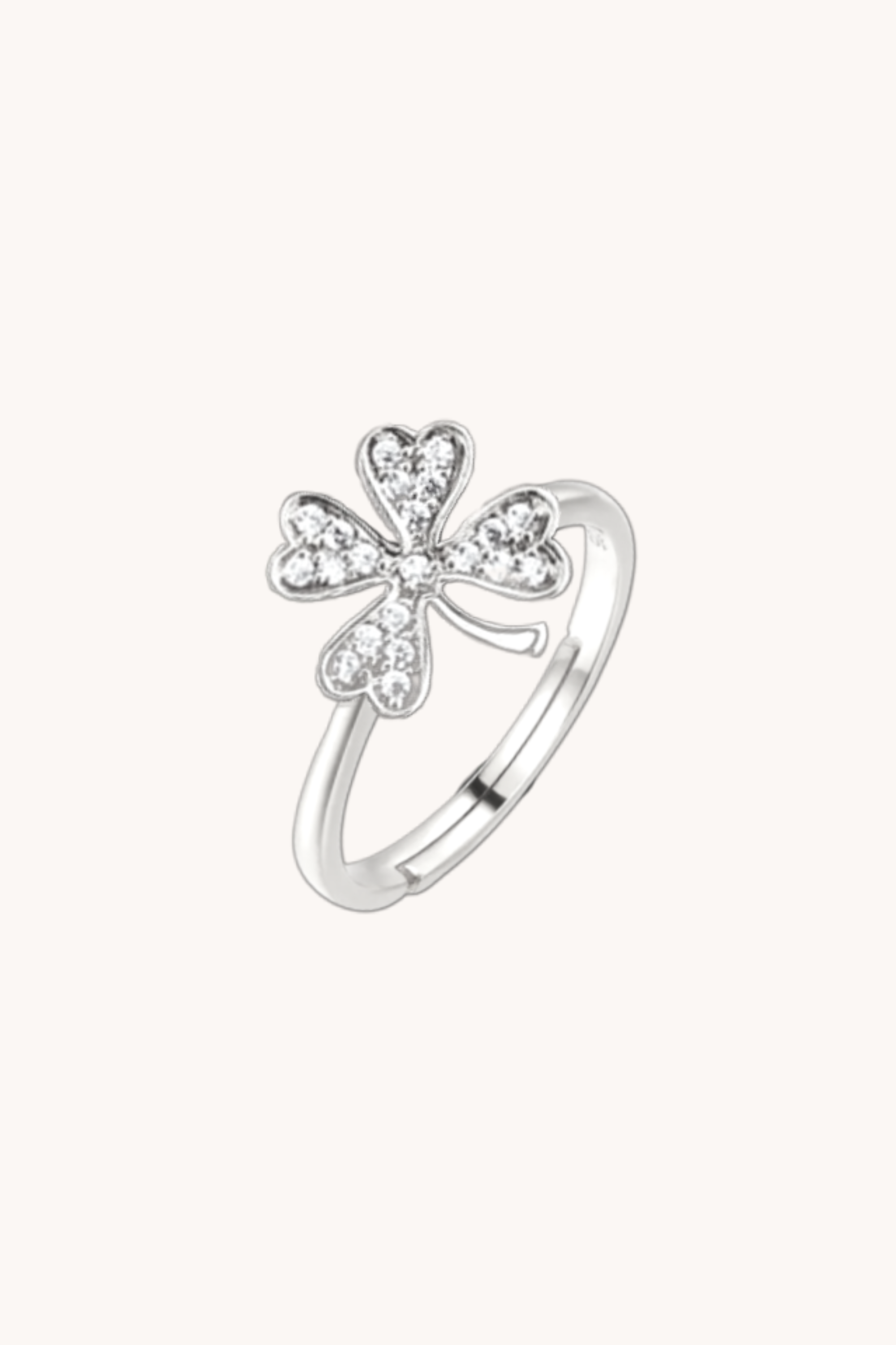 Lucky Clover Silver Adjustable Ring