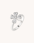 Lucky Clover Silver Adjustable Ring