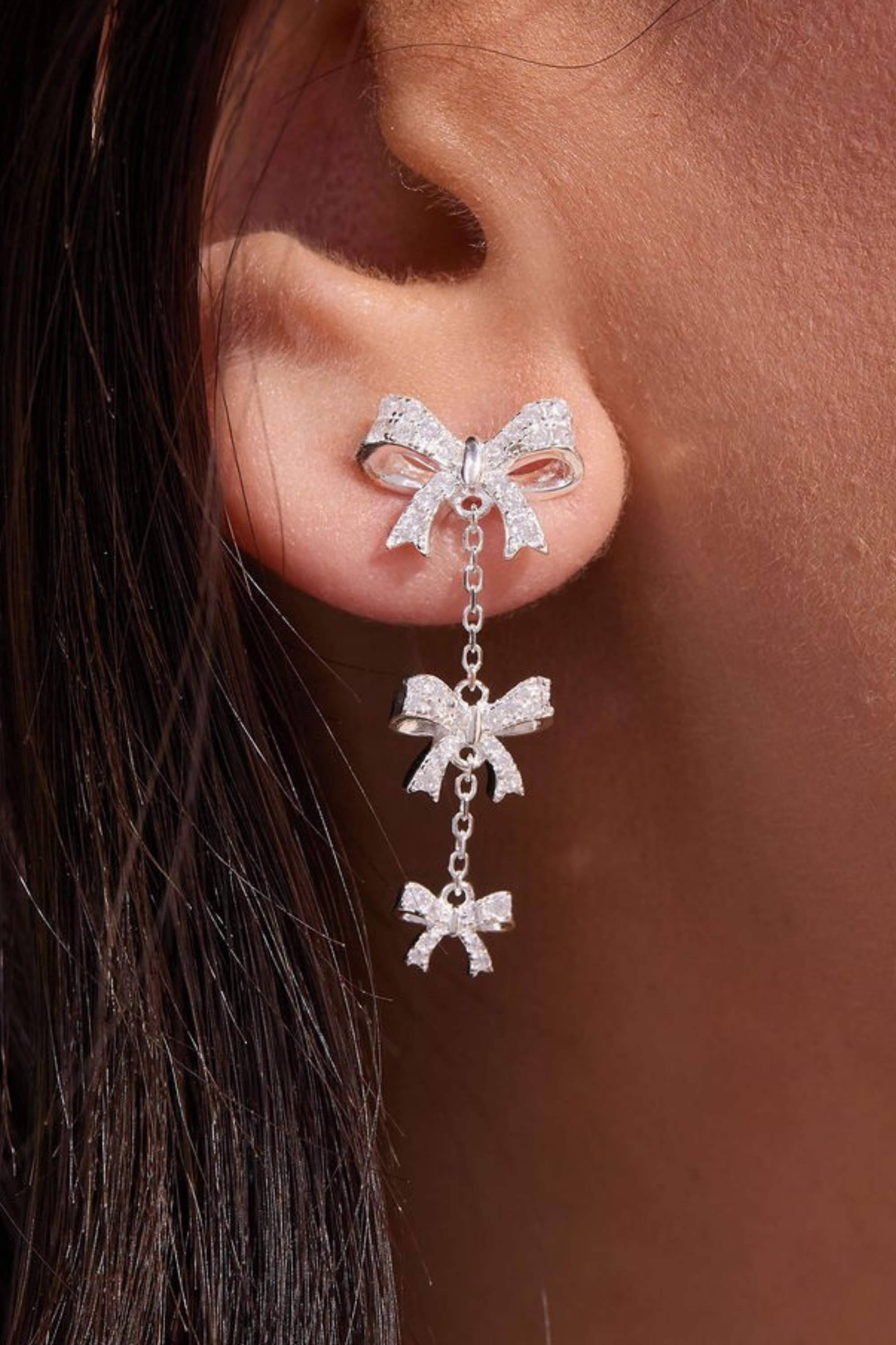 Beautiful Bow Silver Drops