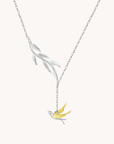 Bird And Leaves Silver Necklace