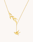 Bird And Leaves Gold Necklace