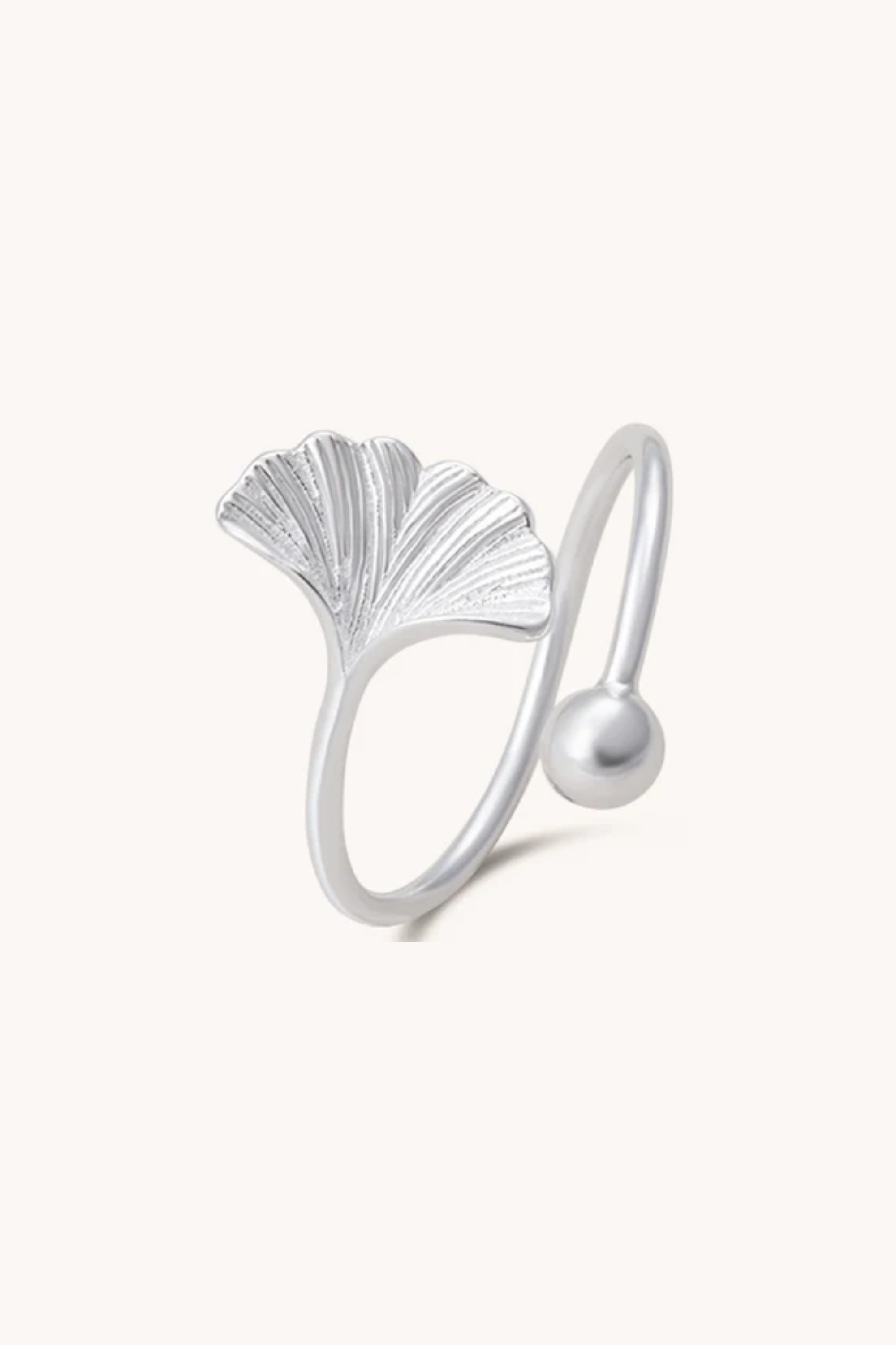 Gingko Silver Adjustable Ring
