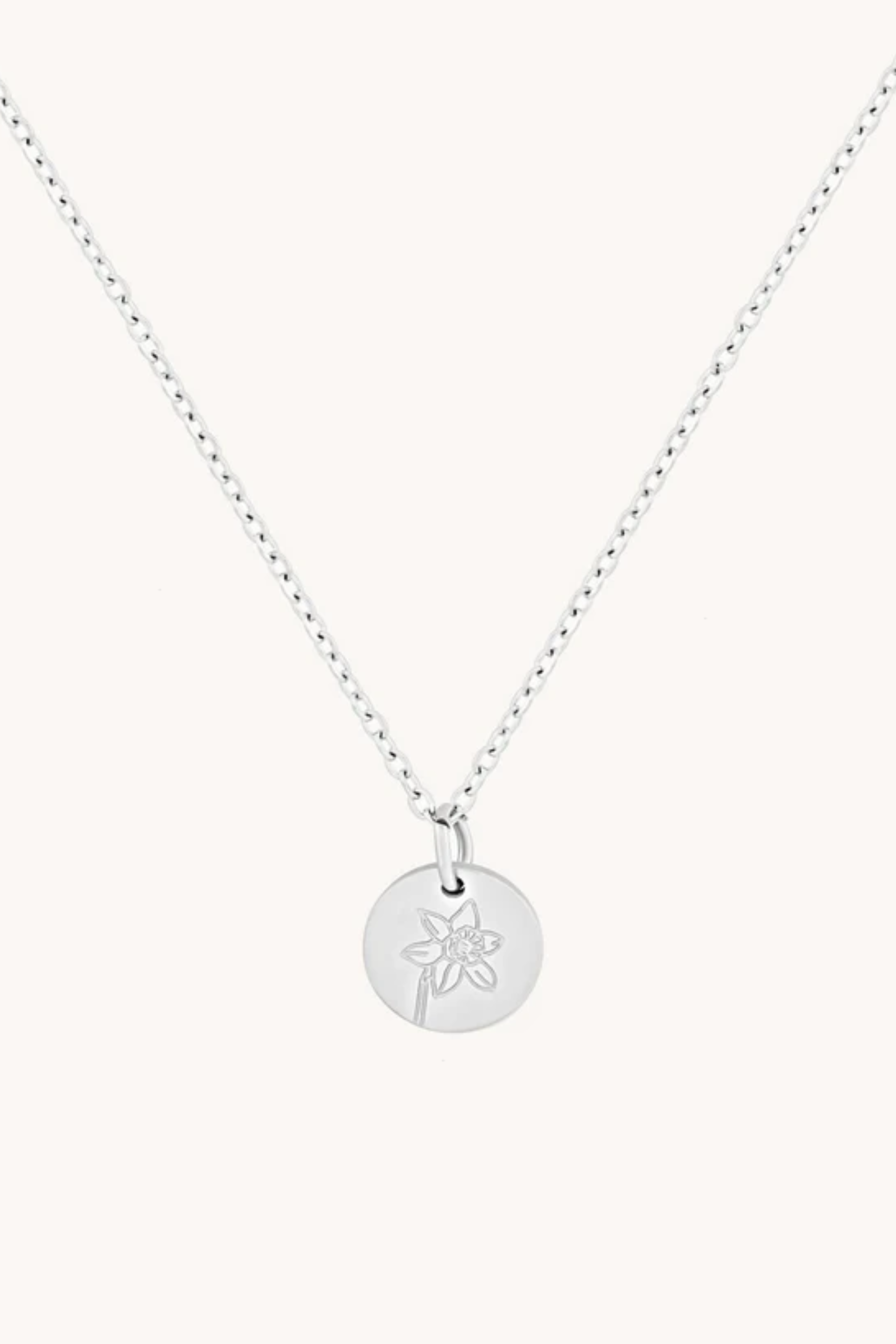 March Daffodils Silver Birthflower Necklace