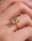 Butterfly Aquamarine Gold Adjustable Ring