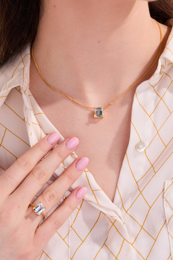 Butterfly Aquamarine Gold Adjustable Ring