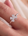 Lucky Clover Silver Adjustable Ring