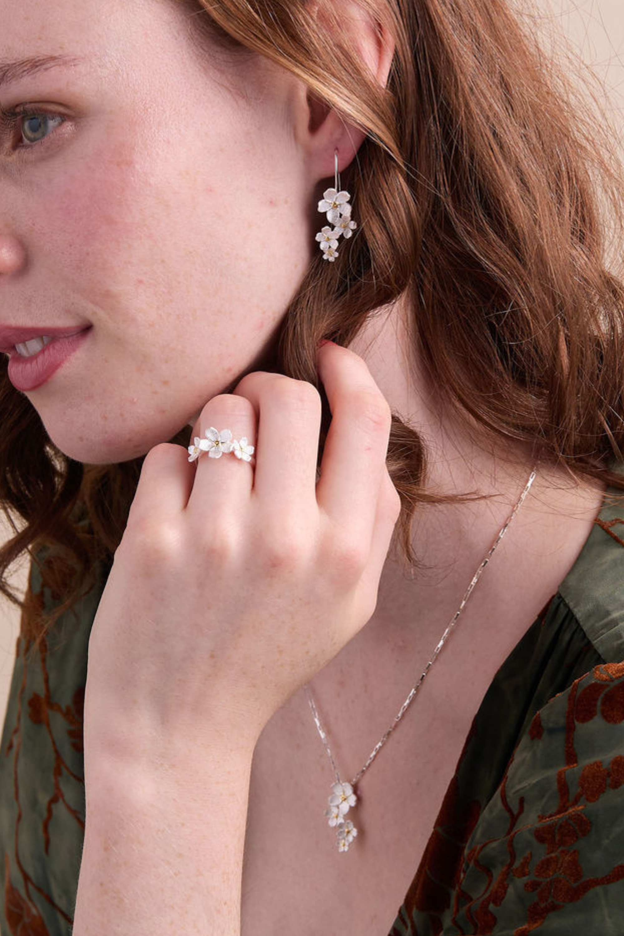 Cherry Blossom Silver Necklace