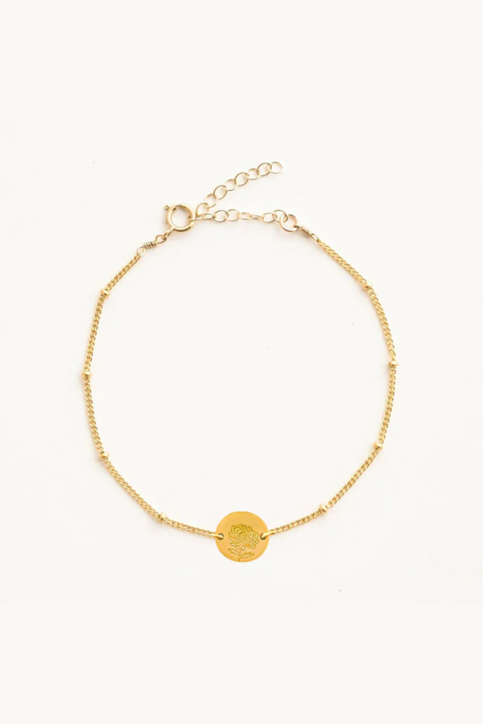 November Chrysanthemum Gold Birthflower Bracelet