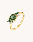 Green Moss Succulent Gold Adjustable Ring