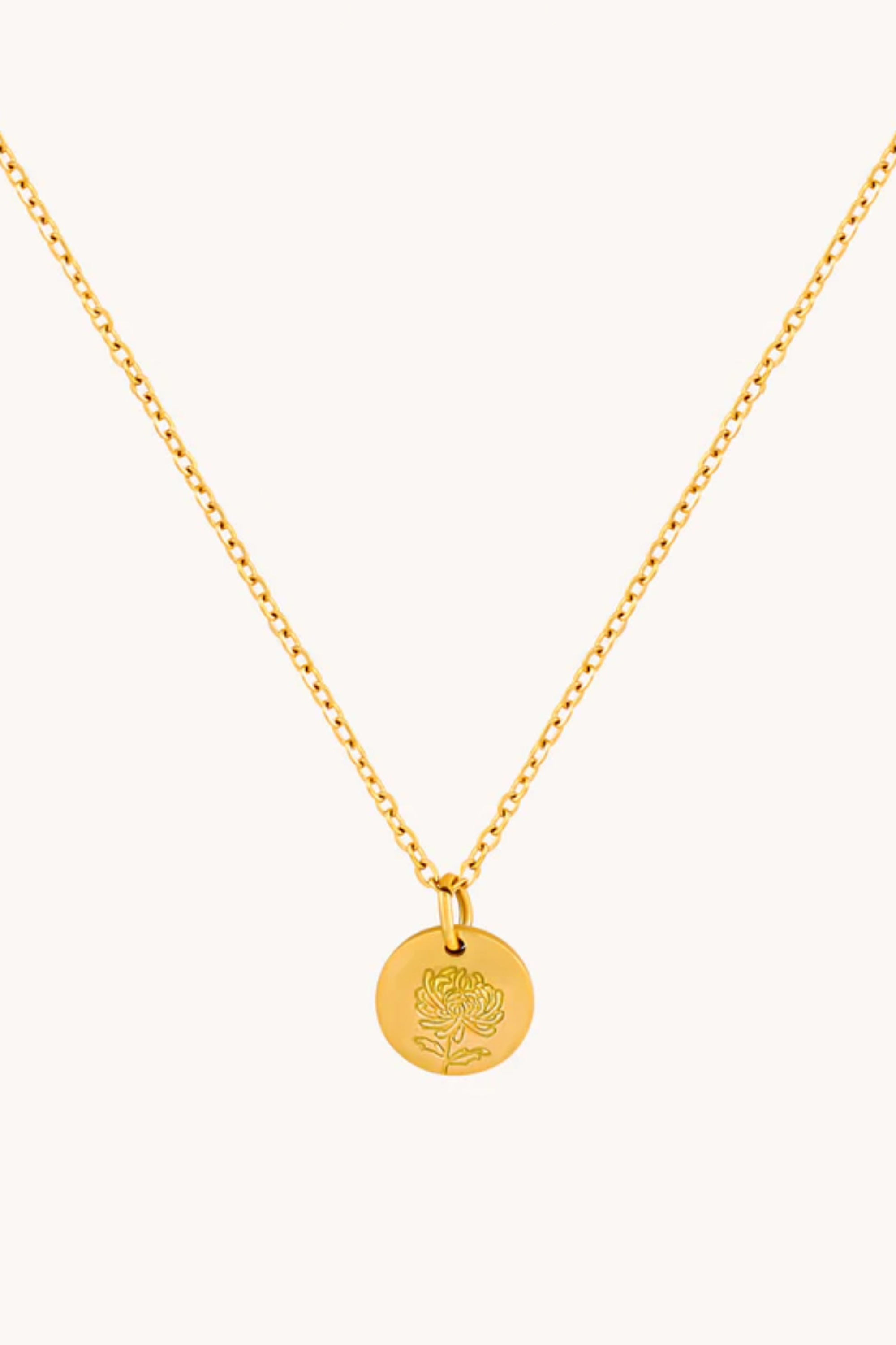 November Chrysanthemum Gold Birthflower Necklace