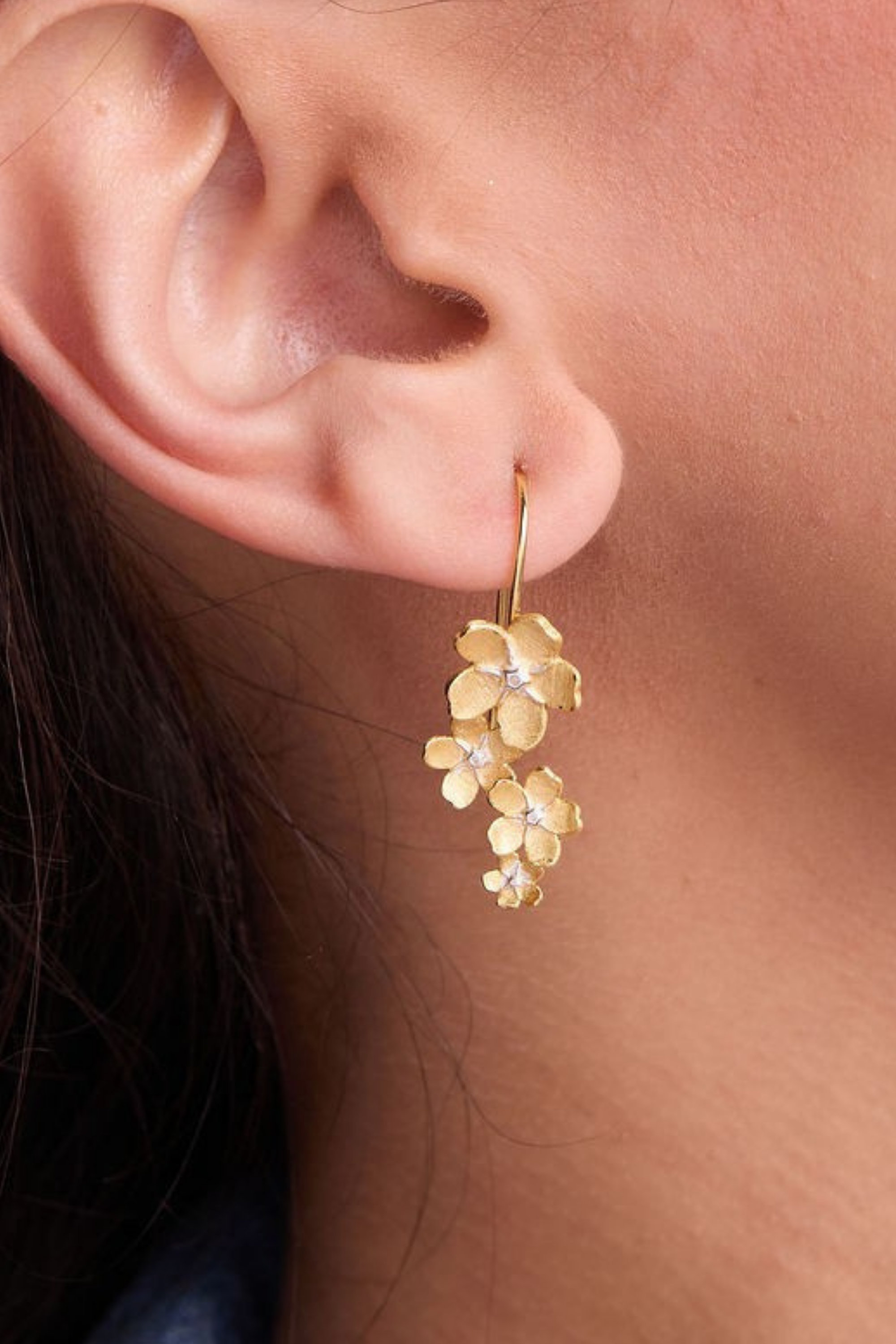 Cherry Blossom Gold Drop Earrings