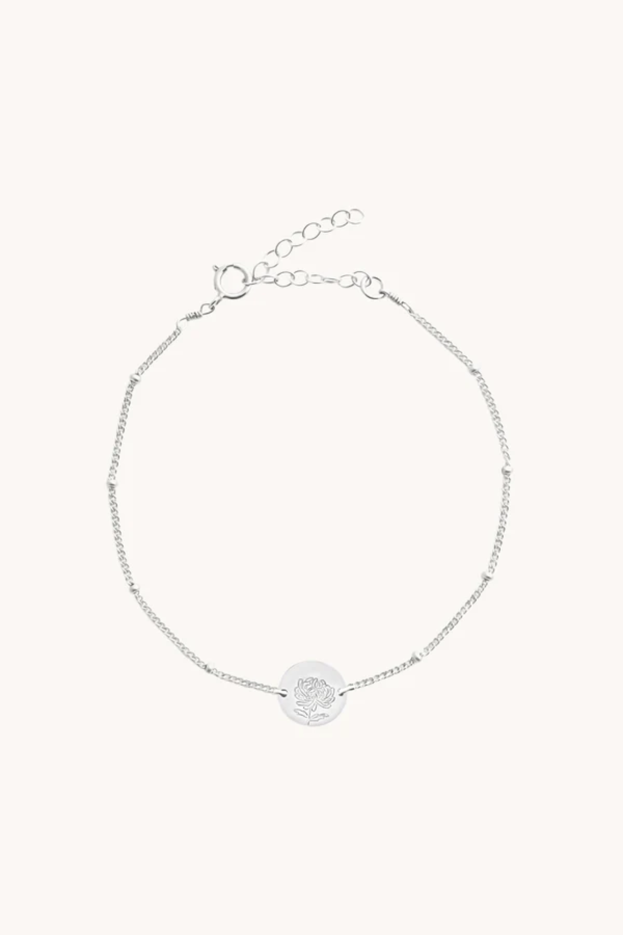 November Chrysanthemum Silver Birthflower Bracelet