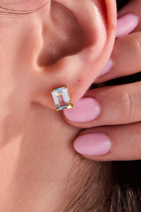 Butterfly Aquamarine Gold Studs