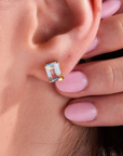 Butterfly Aquamarine Gold Studs