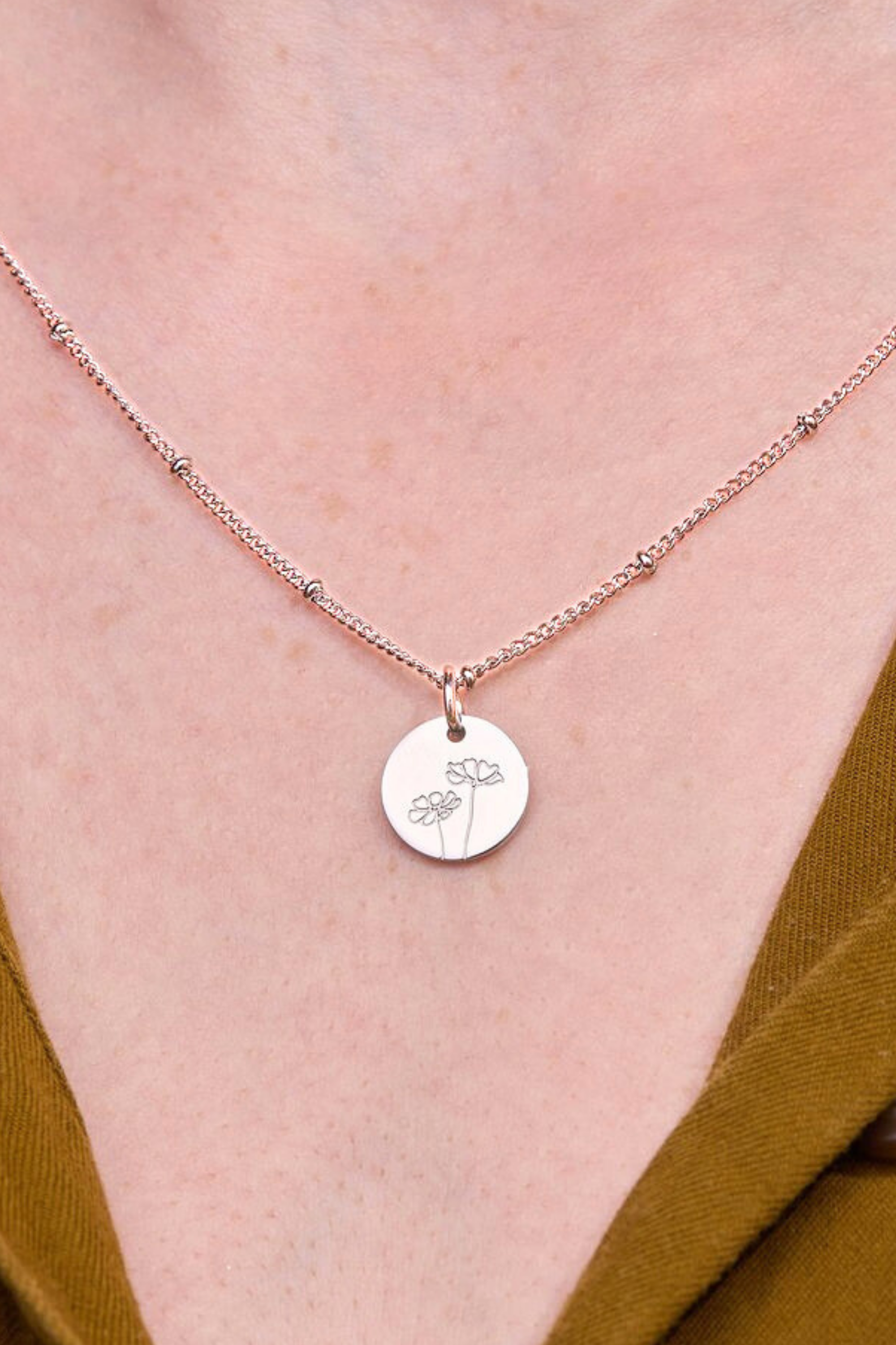October Cosmos Gold Birthflower Necklace