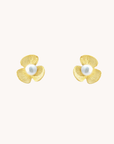 Broad Leaf Gold Stud Earrings