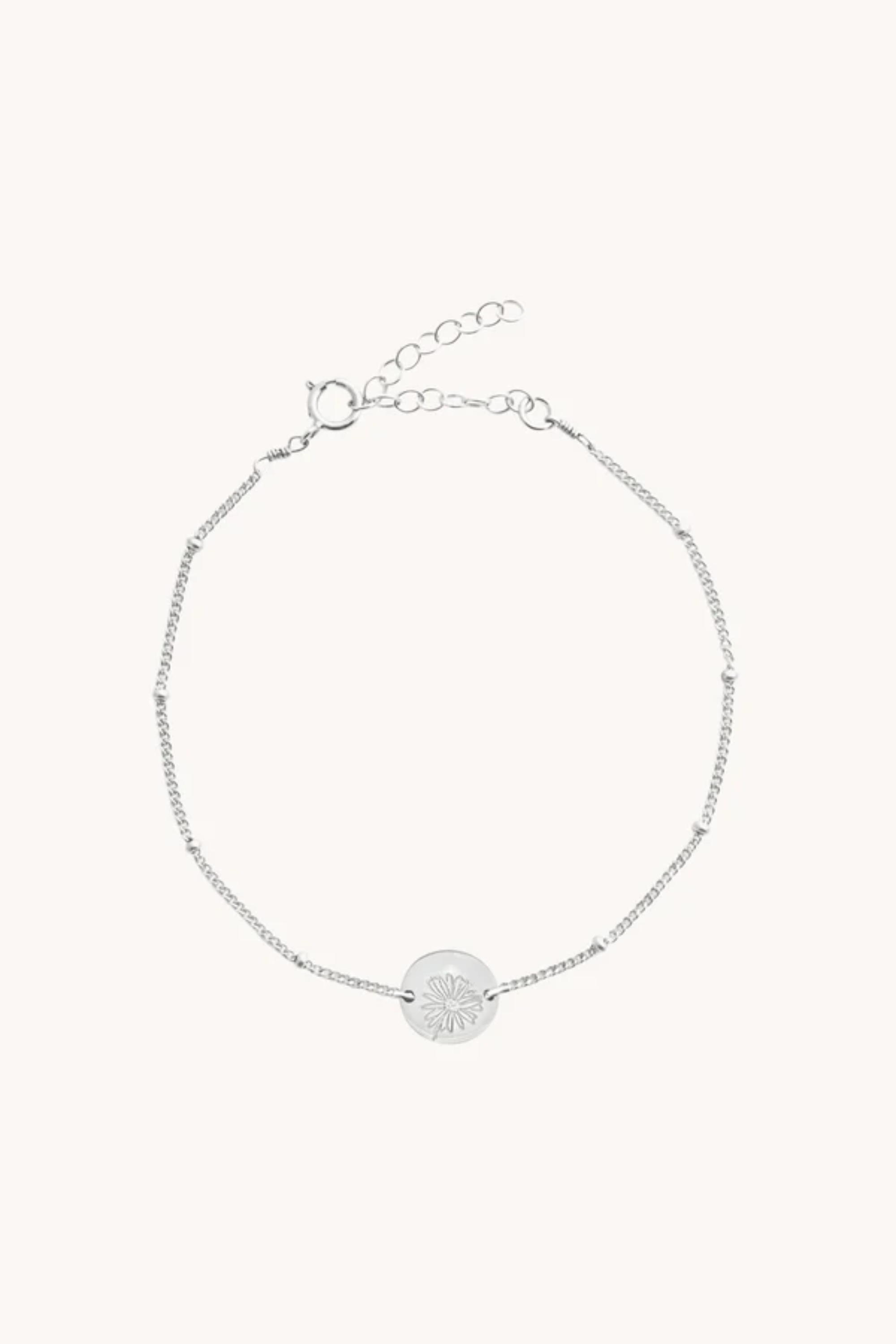 April Daisy Silver Birthflower Bracelet