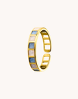 Blue Square Gold Adjustable Ring