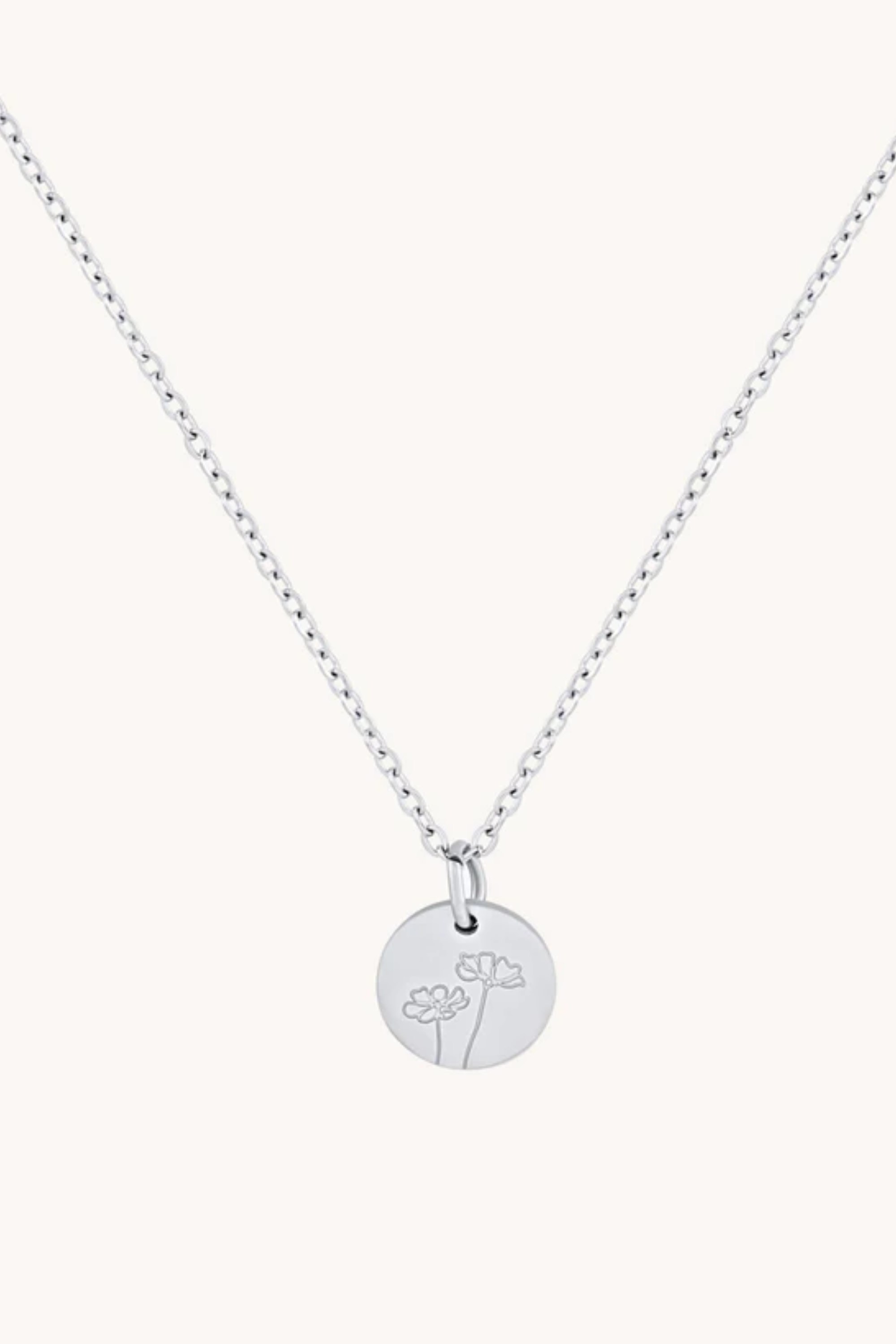 October Cosmos Silver Birthflower Necklace