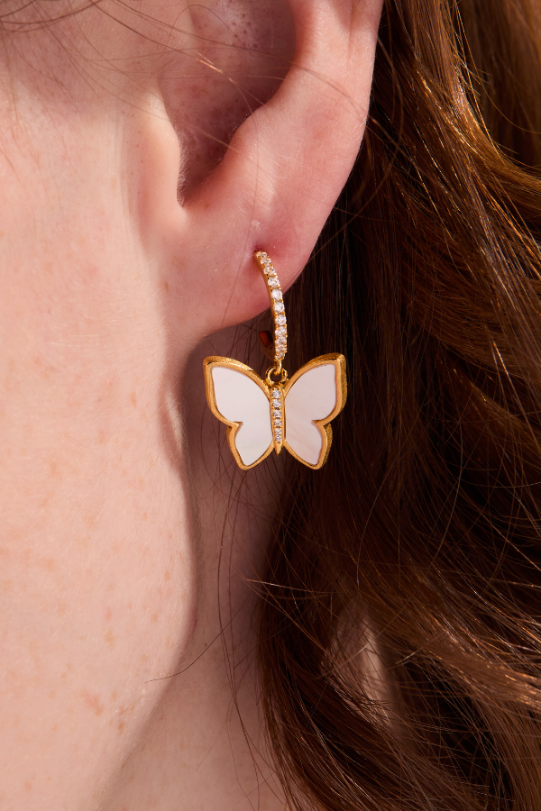 Butterfly Mother of Pearl Drop Earrings