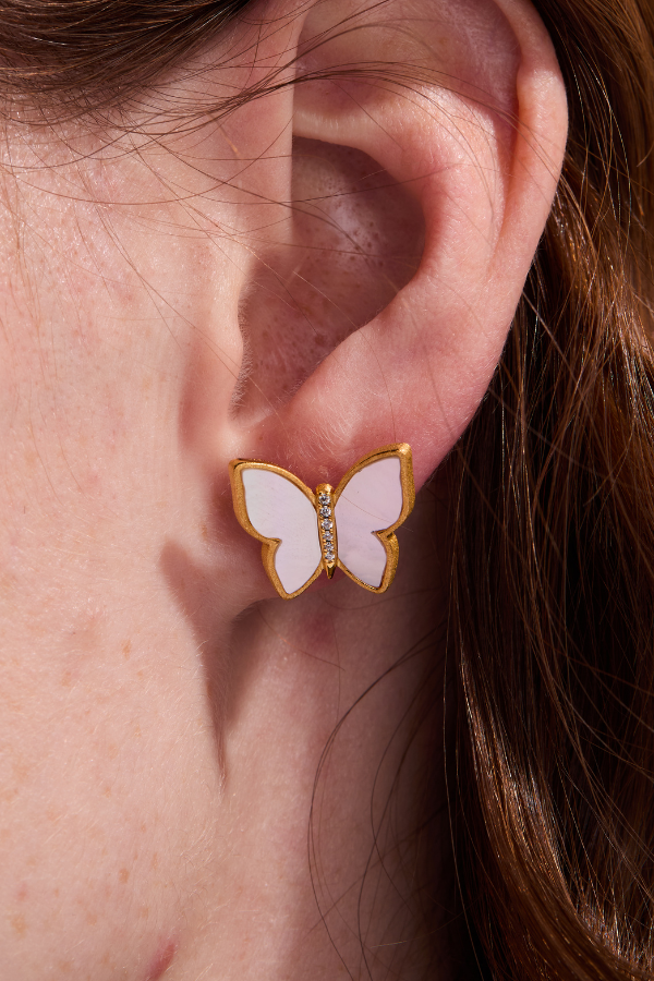 Butterfly Mother of Pearl Stud Earrings