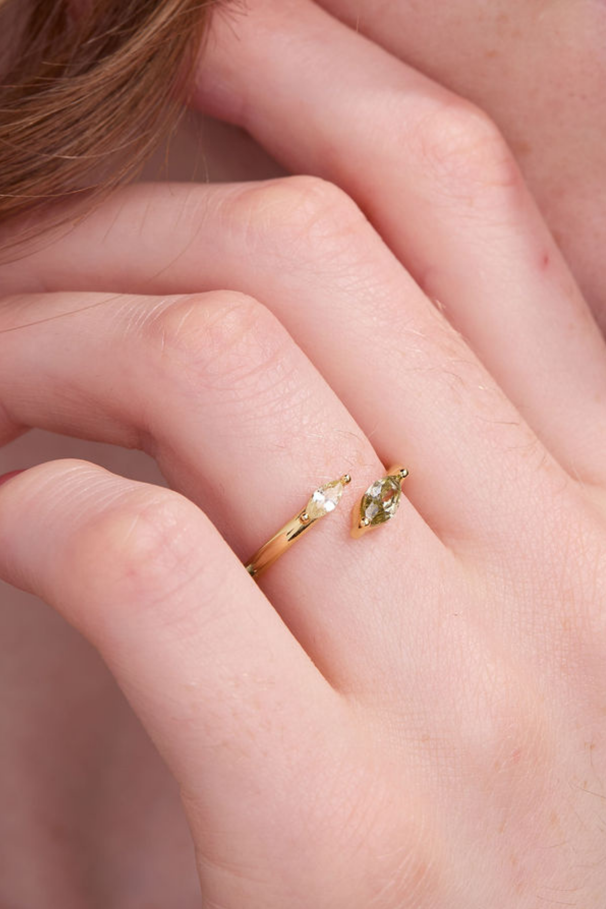 Autumn Marquise Leaf Gold Adjustable Ring
