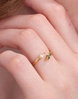 Autumn Marquise Leaf Gold Adjustable Ring