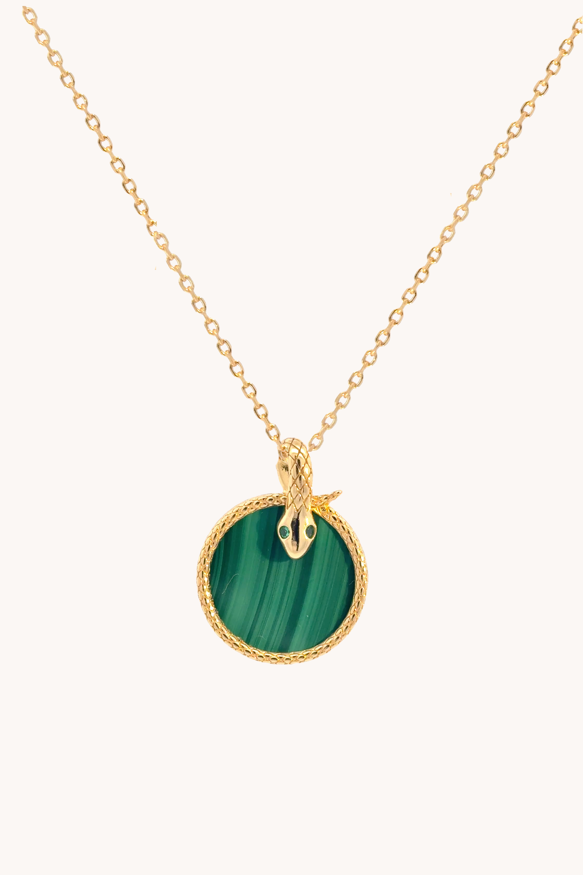 Snake Malachite Pendant With Chain