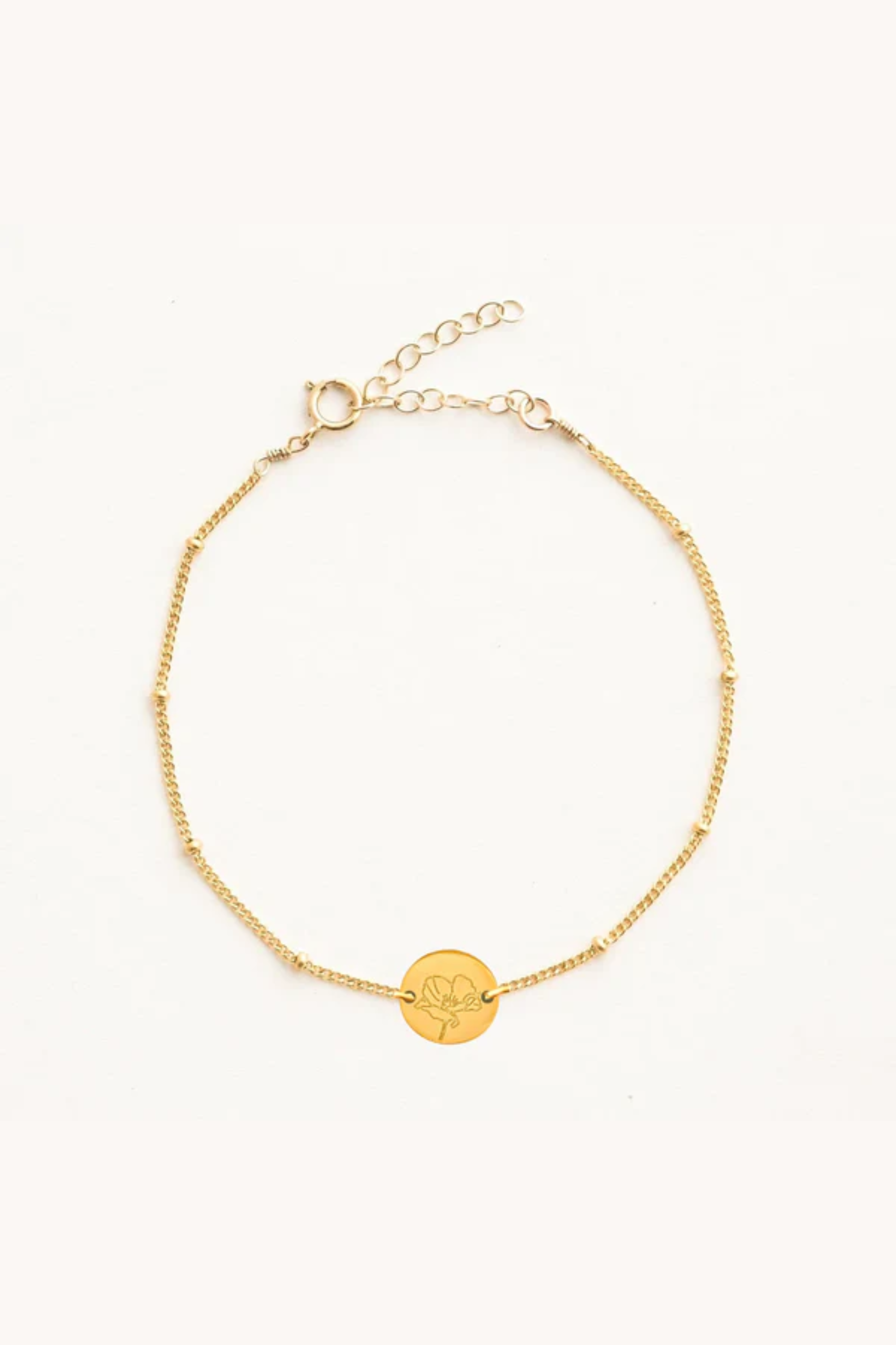 August Poppy Gold Birthflower Bracelet
