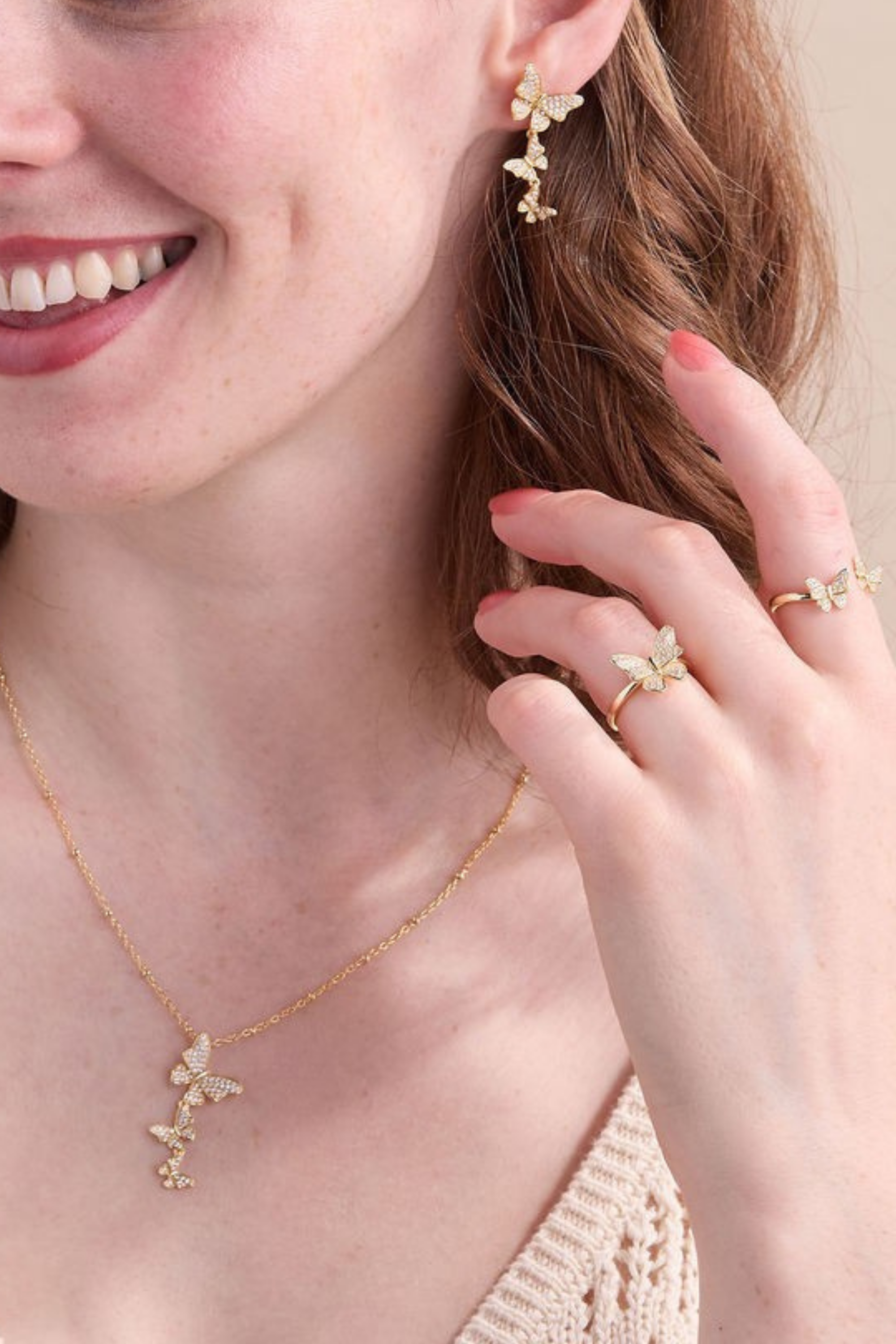 Dancing Butterfly Gold Necklace