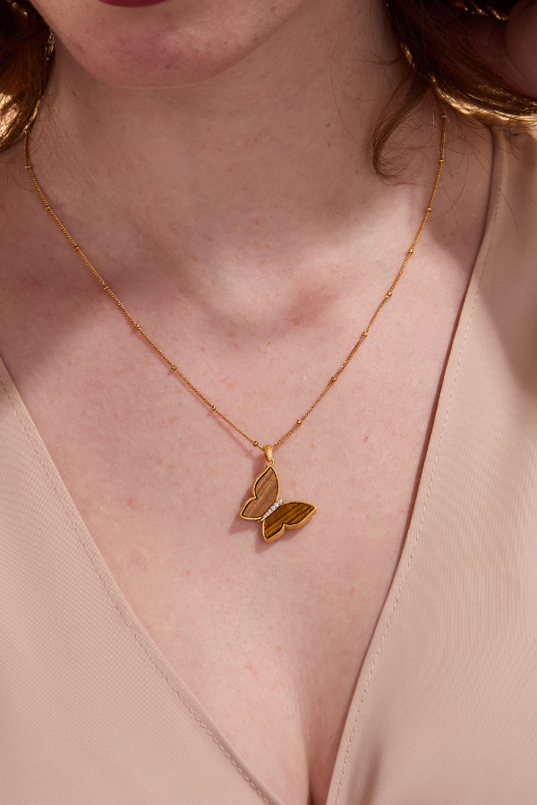 Butterfly Tiger Of Eye Necklace