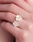 Sakura Bouquet Silver Adjustable Ring