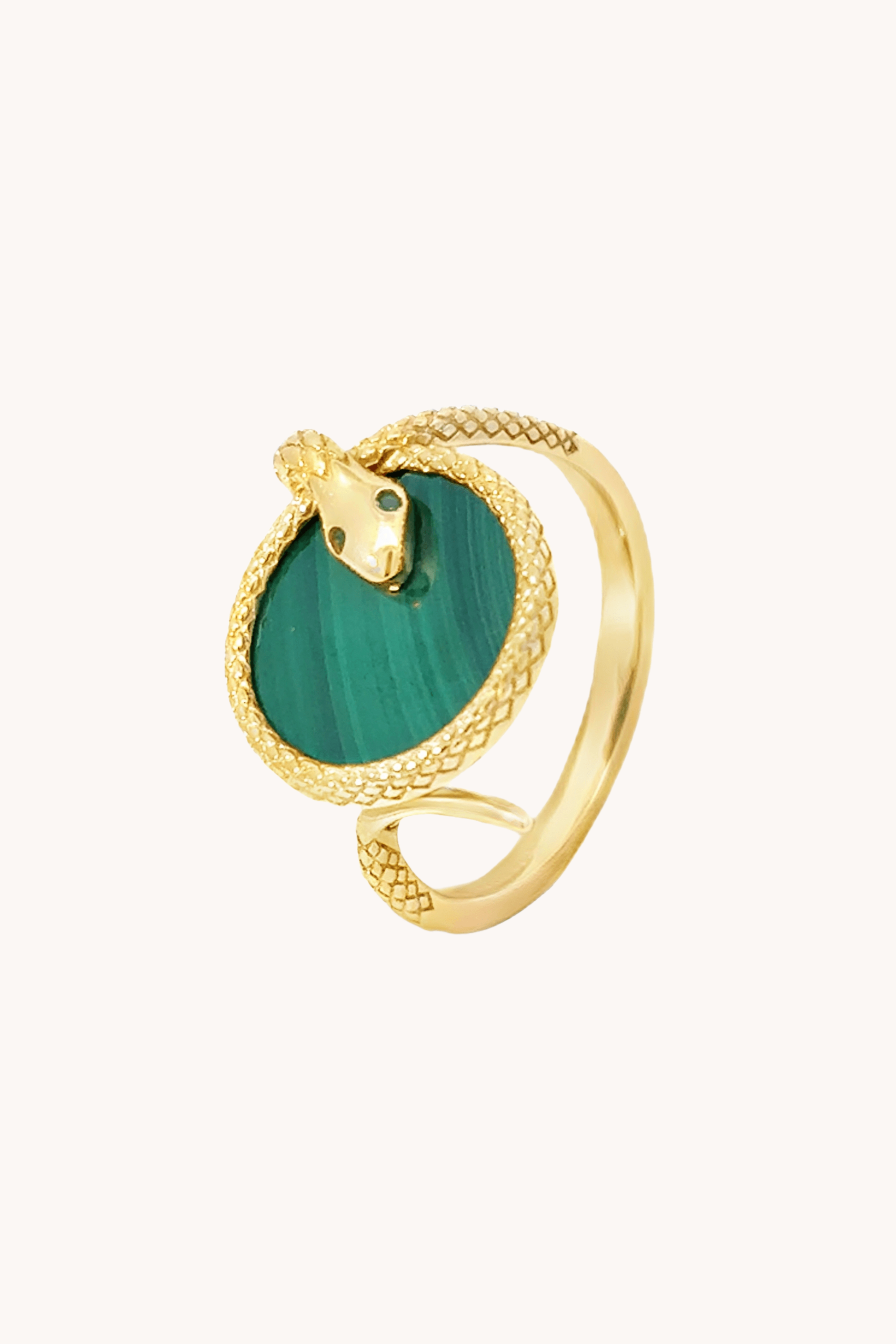 Snake Malachite Adjustable Ring