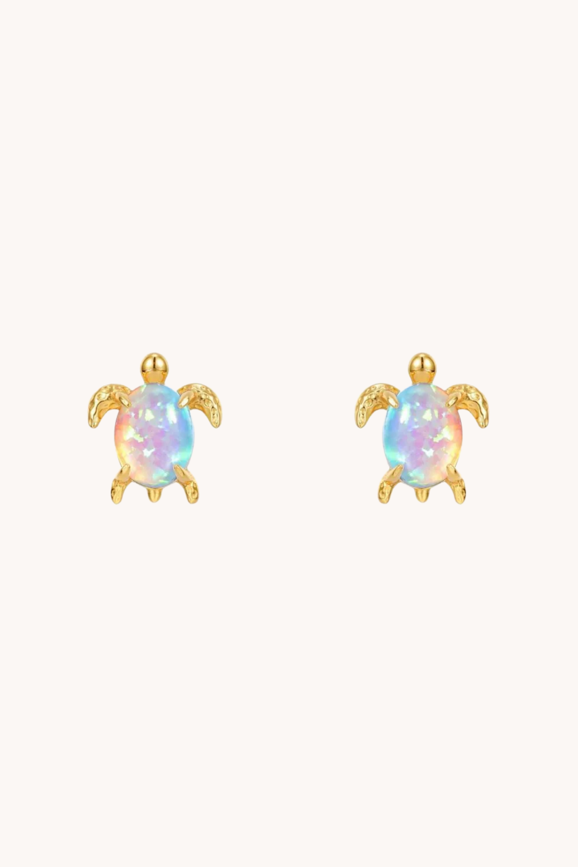 Turtle Opal Gold Stud Earrings